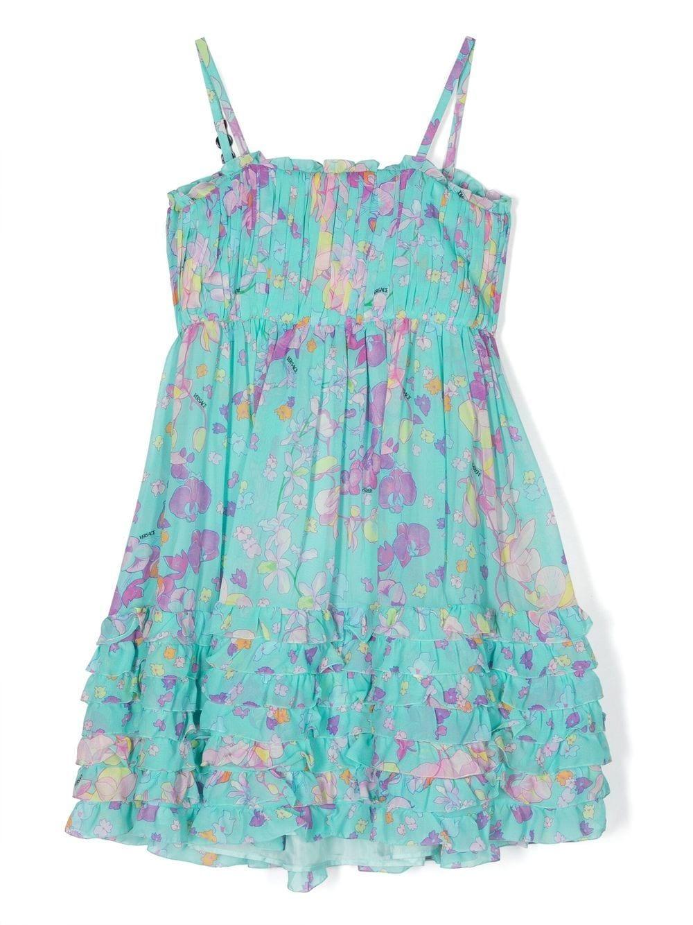 Abito blu per bambina con stampa