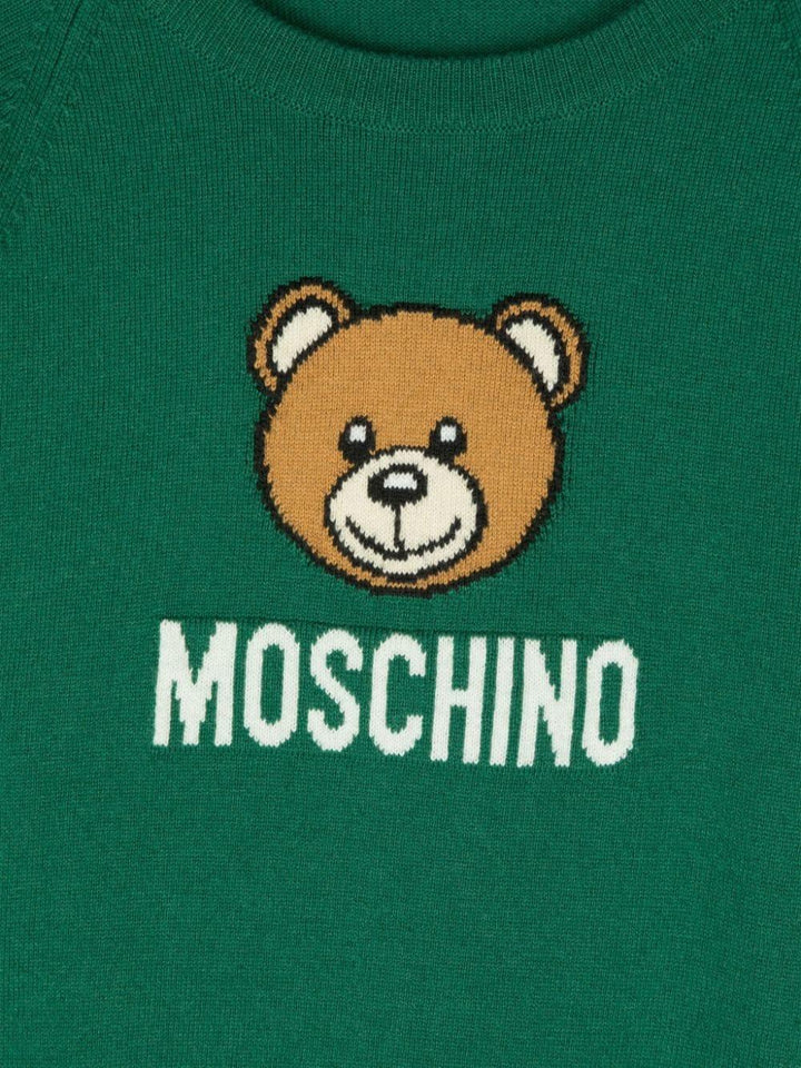 Green sweater for boys with logo