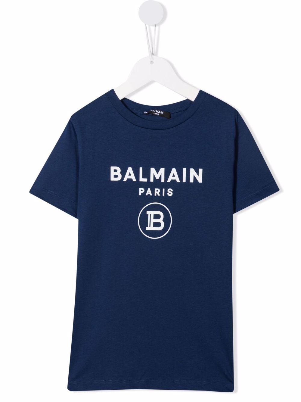 T-shirt blu per bambino 6M8701MX030K 621BC Balmain Kids 