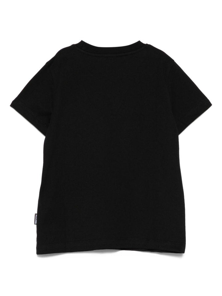 T-shirt nera per bambino HRM058LAA10 60100 Moschino Kids 