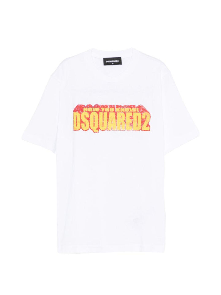 T-shirt bianca per bambino DQ3167D0ACD DQ100 Dsquared2 Kids 