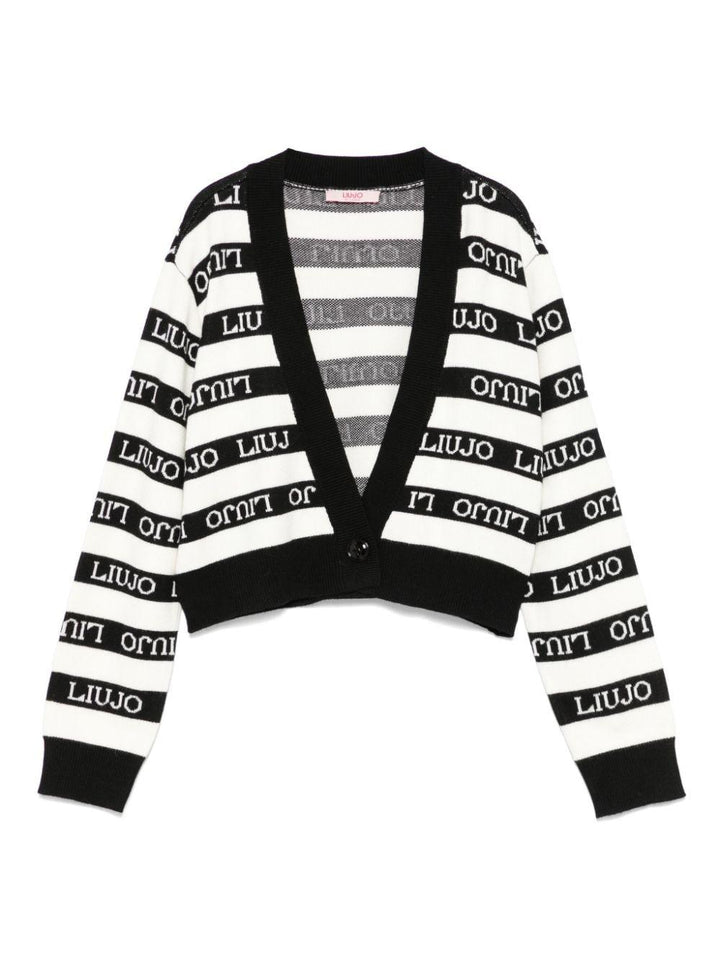 Black/white cardigan for girls with logo