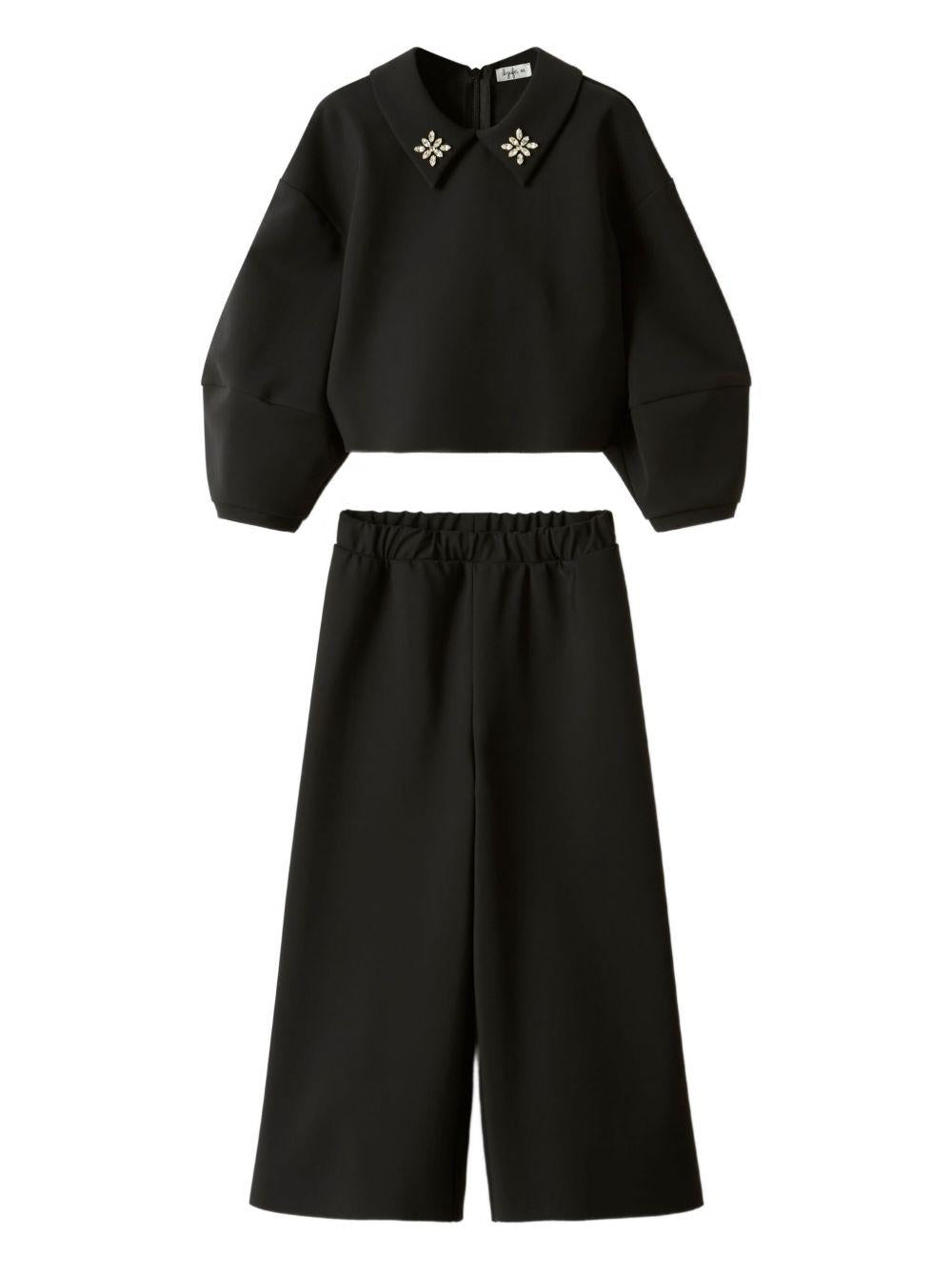 Completo nero per bambina A25GDF0001N0057 099 Il Gufo 