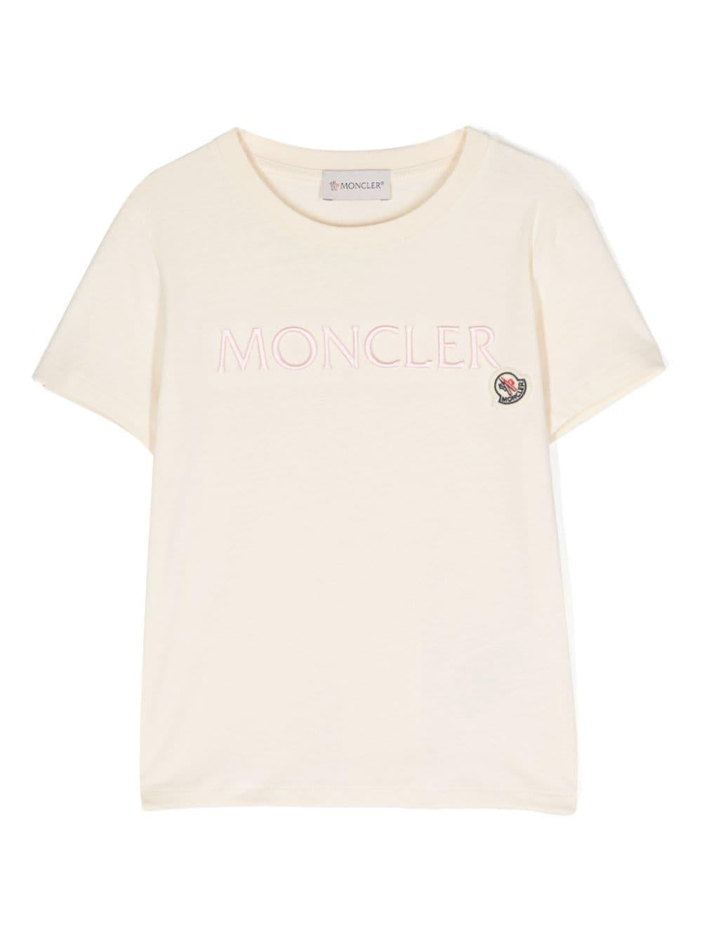 T-shirt crema per bambina con logo