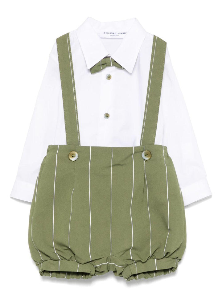 Completo elegante bianco/verde oliva per neonato