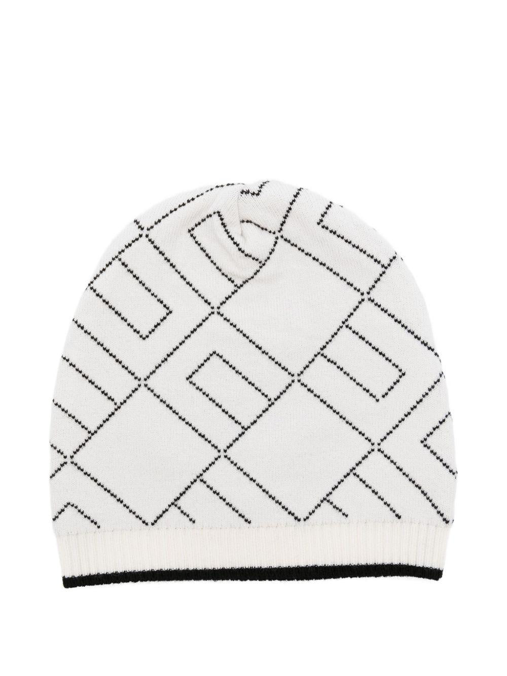 Cappello bianco/nero per neonata ENCP074CFL229 D759 Elisabetta Franchi Kids 