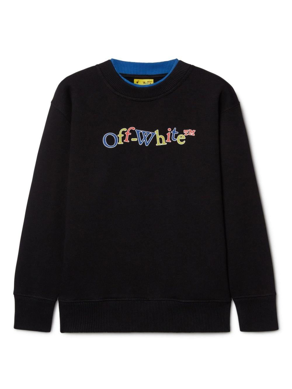 Felpa per bambino in cotone nera OBBA008F24FLE001 1014 Off White Kids 