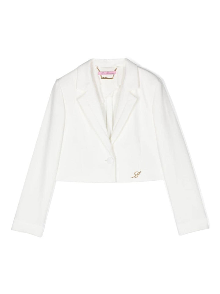 Blazer bianco per bambina con placca con logo