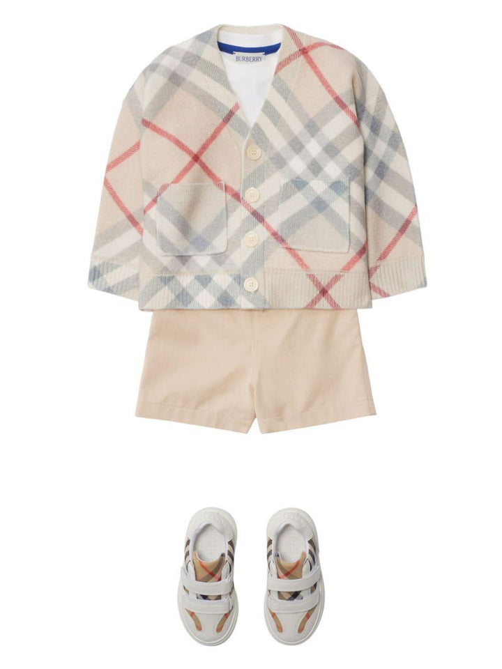 Cardigan per neonata in lana beige chiaro 8093117 A2205 Burberry Kids 