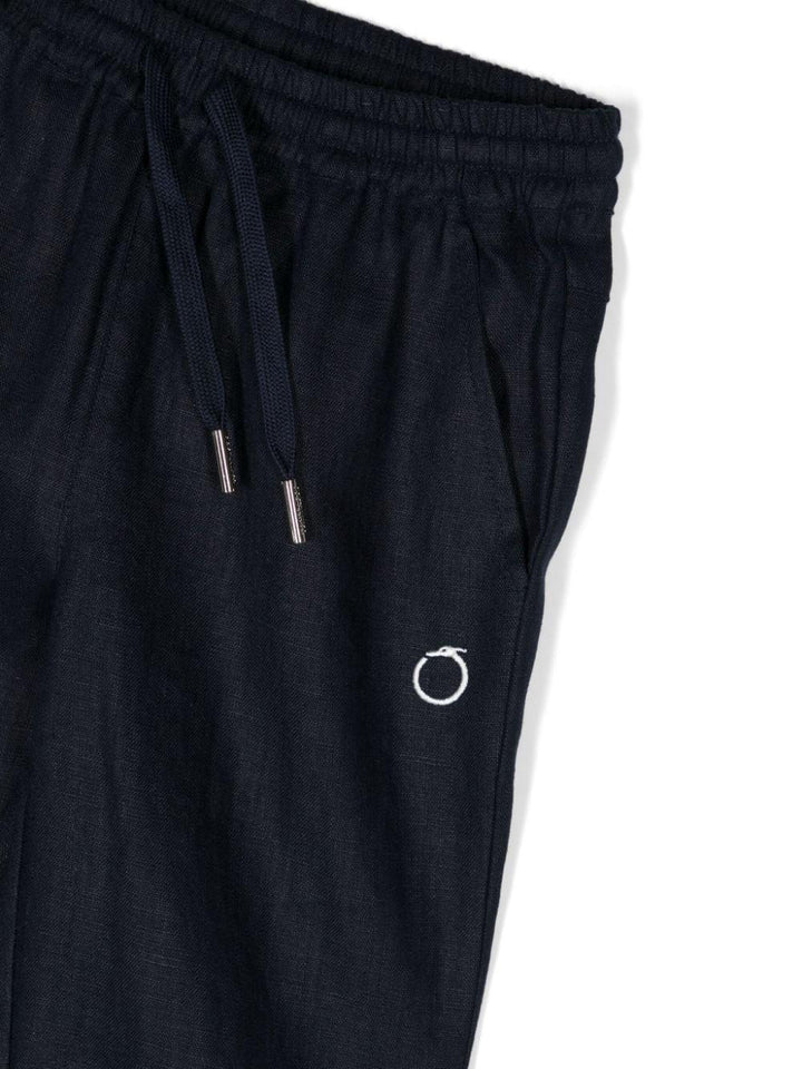 Pantalone blu navy per bambino in lino