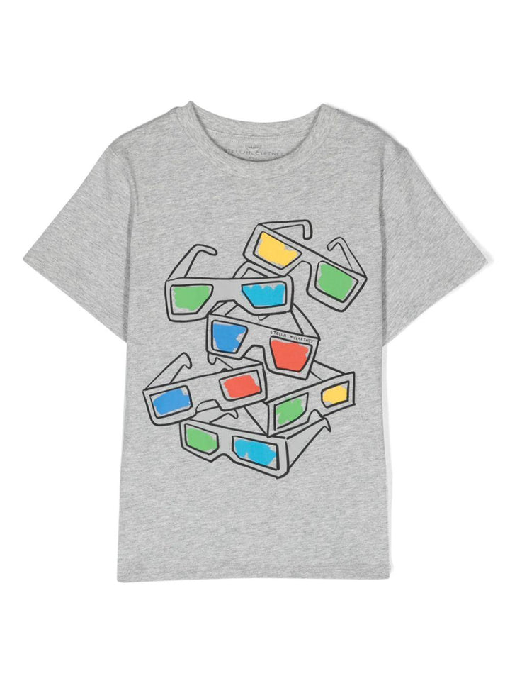 T-shirt grigia per bambino con stampa TU8P21Z0434 807 Stella McCartney Kids 