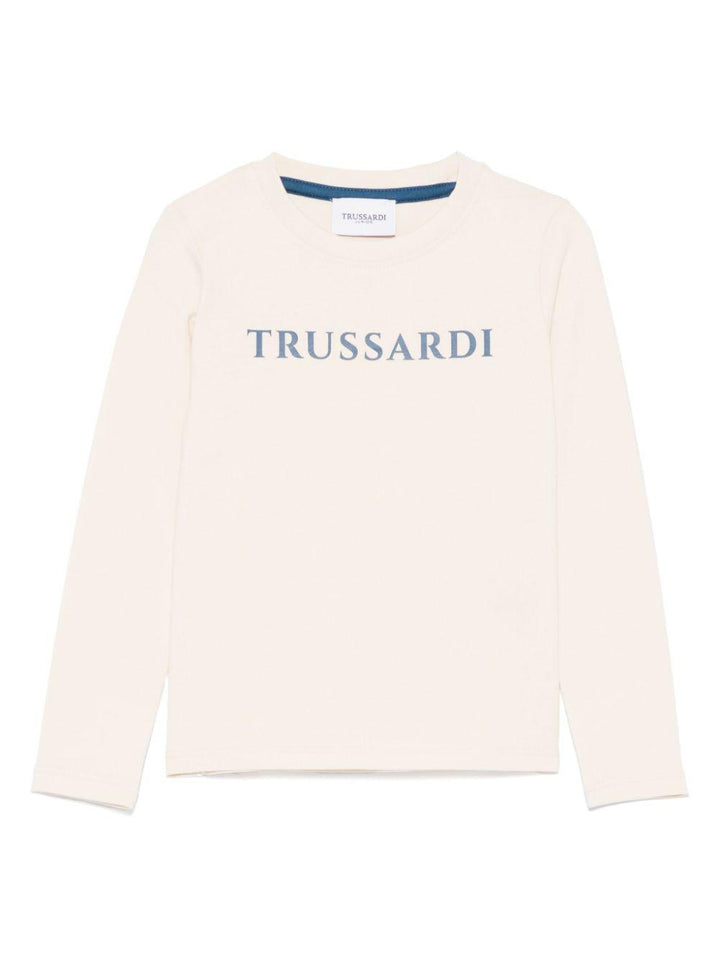T-shirt beige per neonato con logo