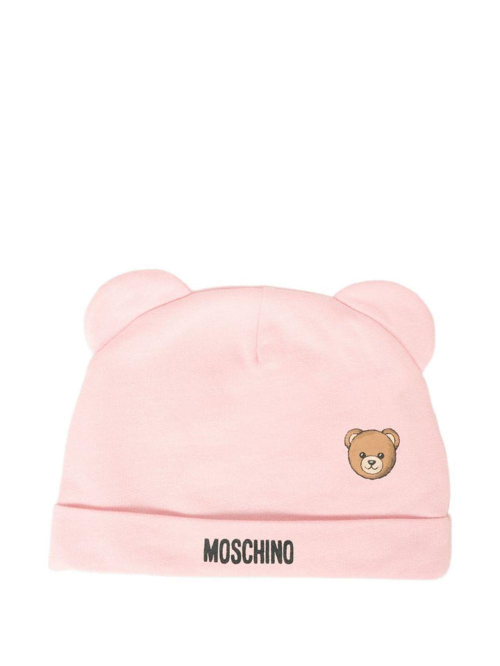 Cappello e bavetta rosa per neonata MUY08LLCA40 50209 Moschino Kids 