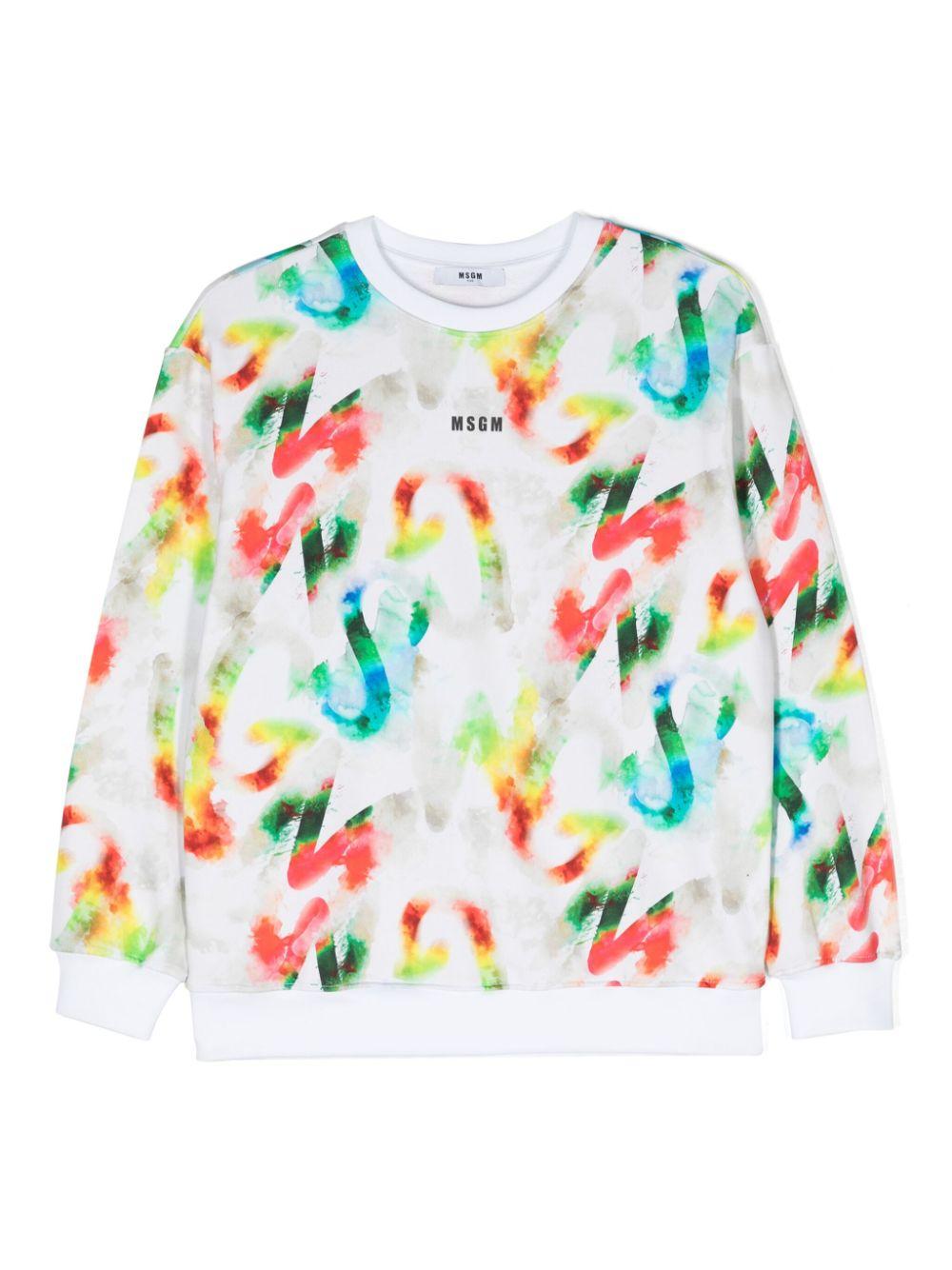 Felpa bianca per bambini con logo S4MSJBSW216 001 Msgm Kids 