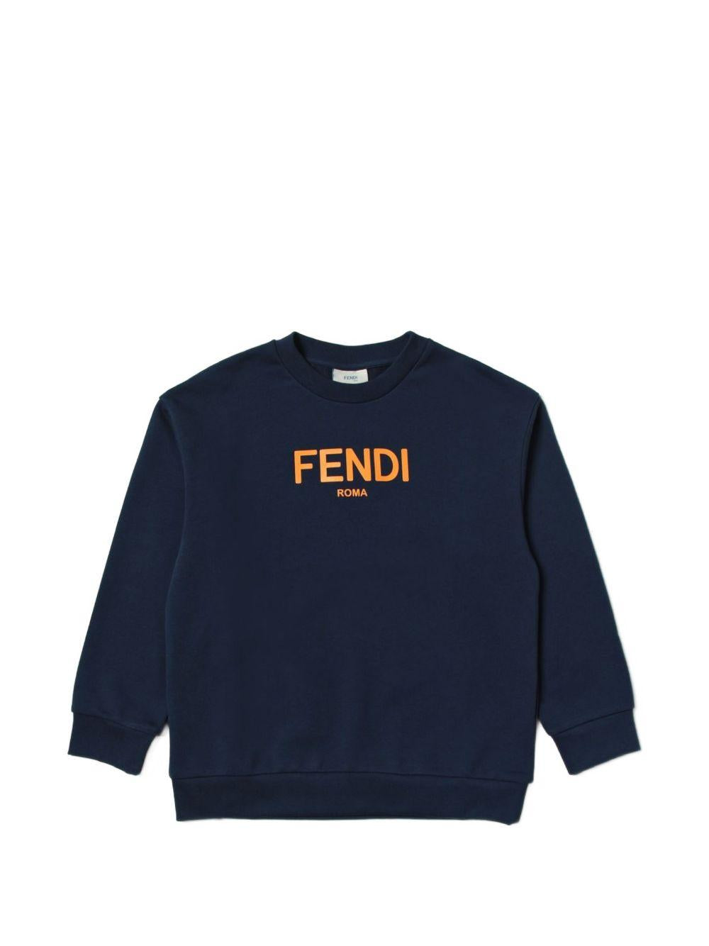 Felpa blu per bambino con logo JUH0515V0 F1I11 Fendi Kids 