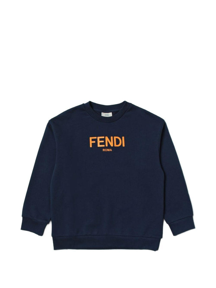 Felpa blu per bambino con logo JUH0515V0 F1I11 Fendi Kids 