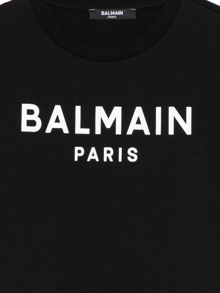 T-shirt nera per bambino BY8R11Z3672 930BC Balmain Kids 
