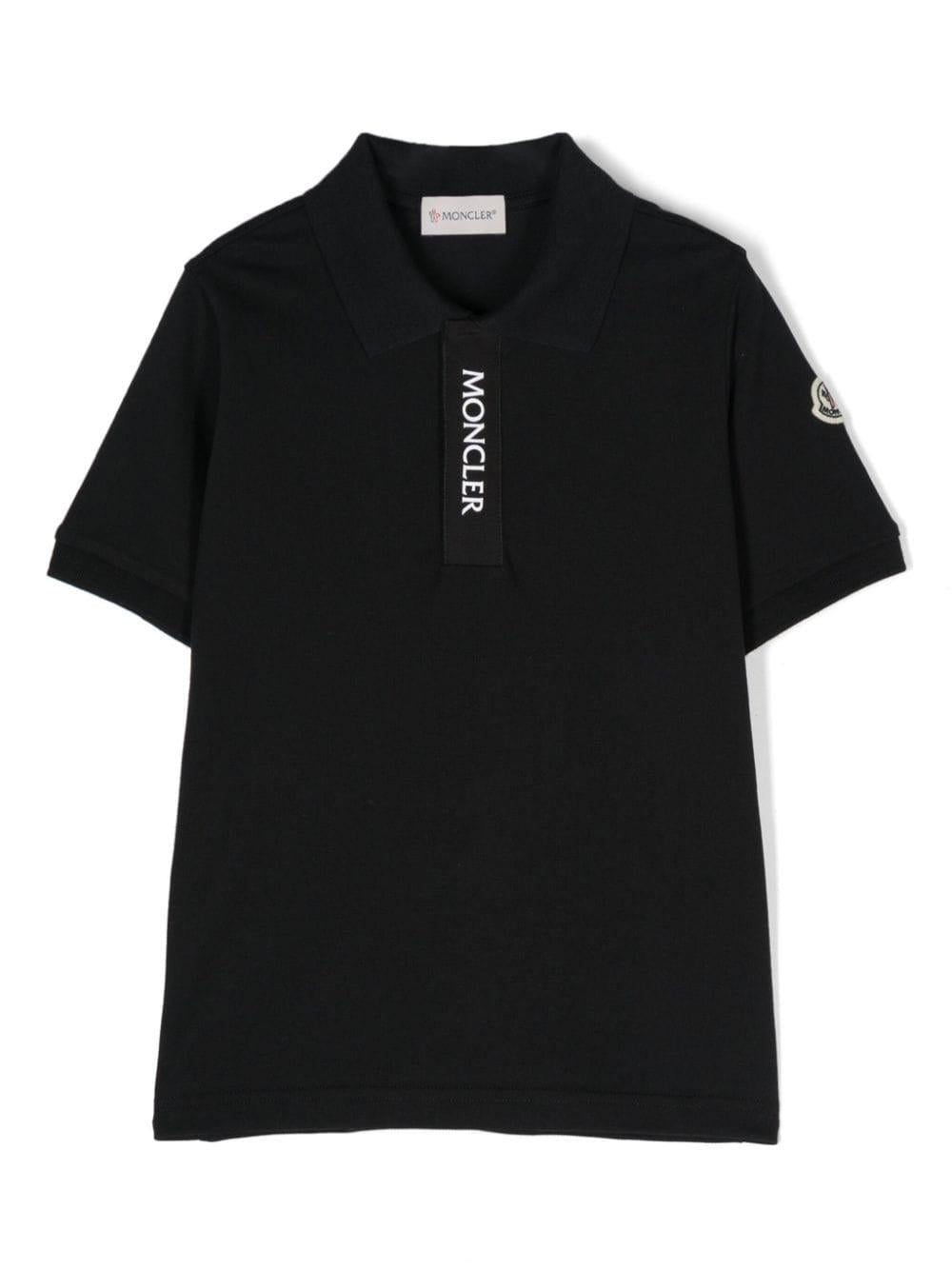 Polo nera per bambino con logo