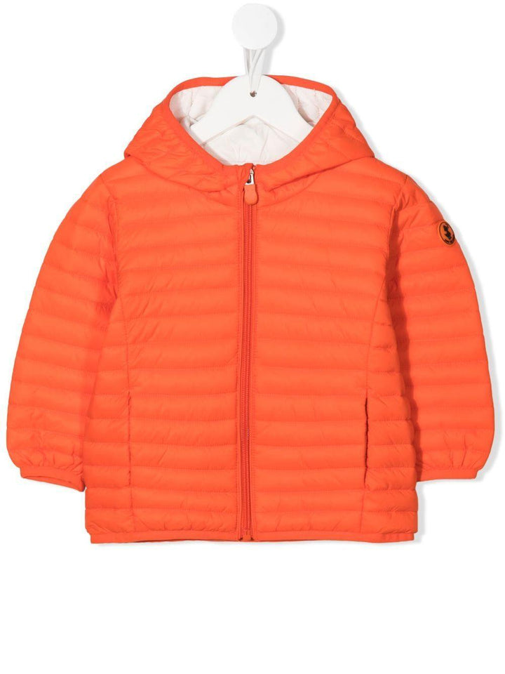 Orange baby jacket with logo
