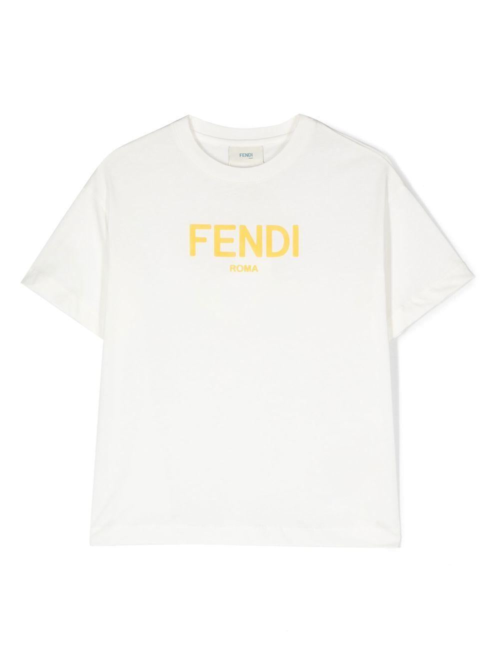 T-shirt bianco con logo JUI1377AJ F0TU9 Fendi Kids 