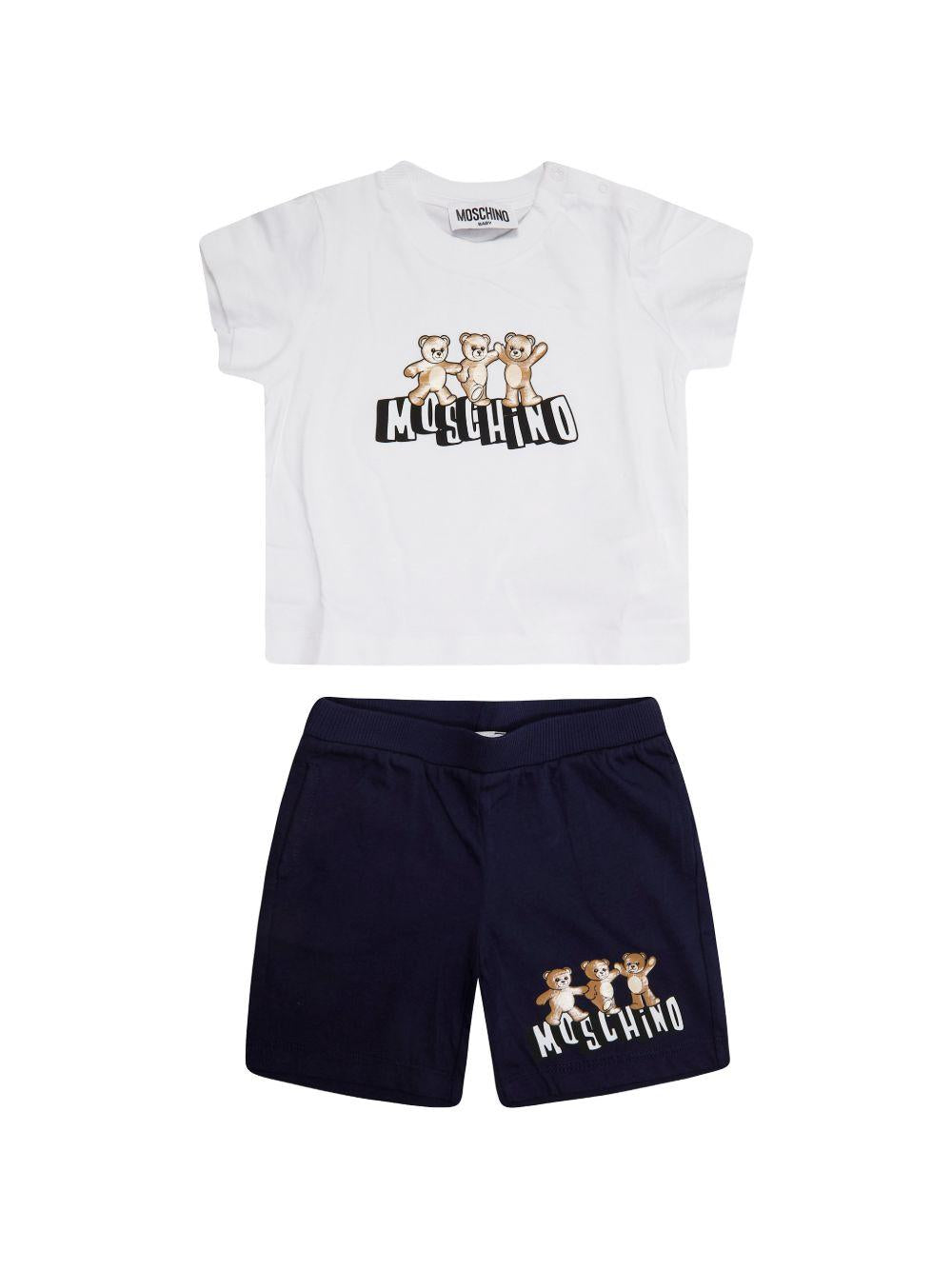 Completo bianco/blu navy per neonato MXG00MLAA17 83240 Moschino Kids 