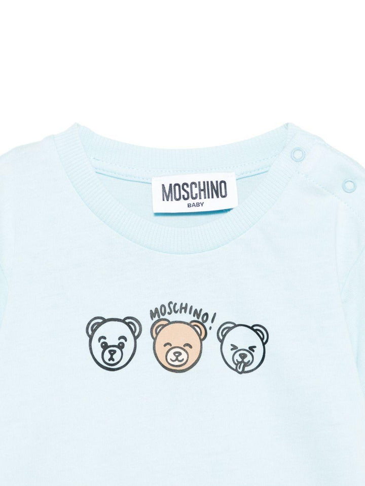 T-shirt celeste per neonato MUM04OLAA24 40304 Moschino Kids 