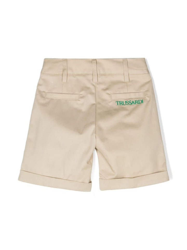 Beige Bermuda shorts for newborns with logo