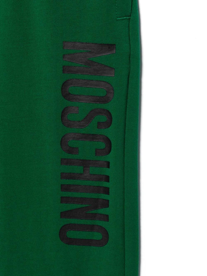 Emerald green trousers for children with logo