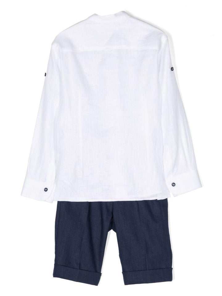 Elegant white and blue suit for boys