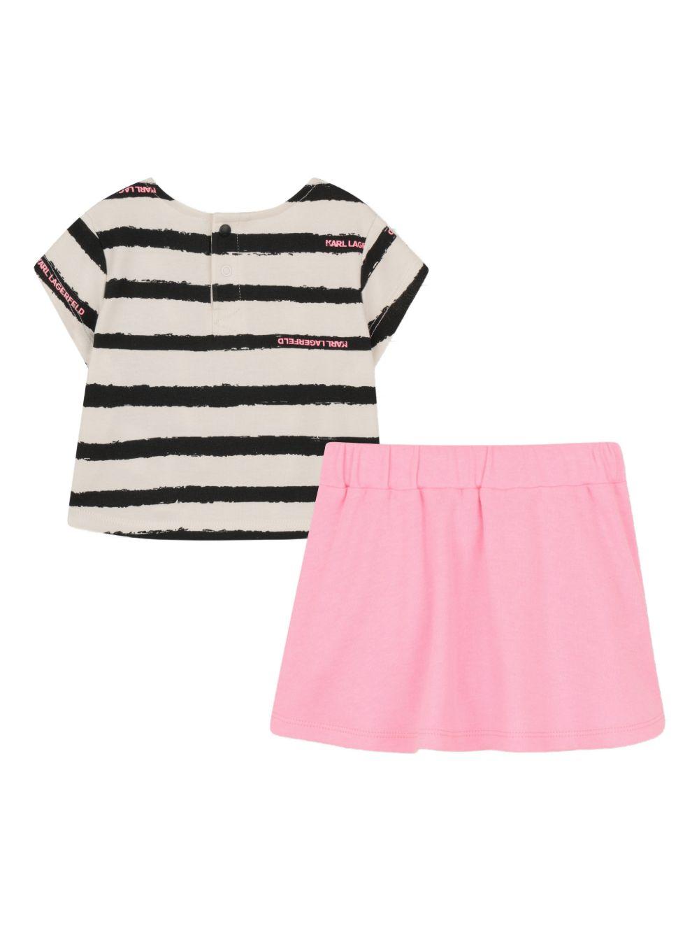 Completo rosa/bianco/nero per neonata Z31065 462 Karl Lagerfeld Kids 
