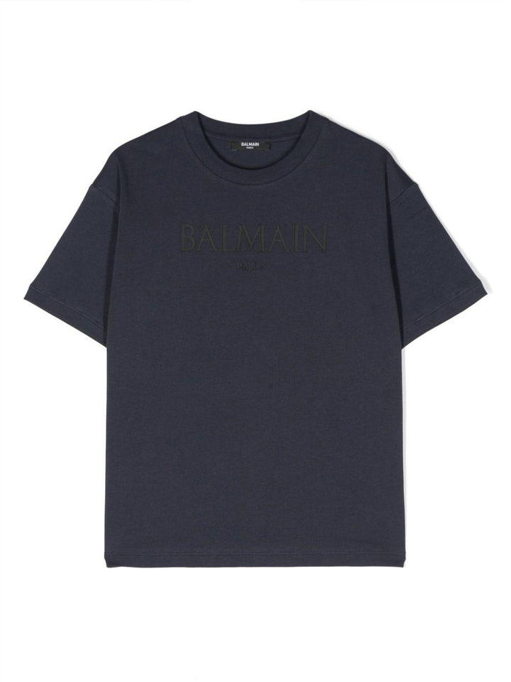 Blue t-shirt for boys with black logo