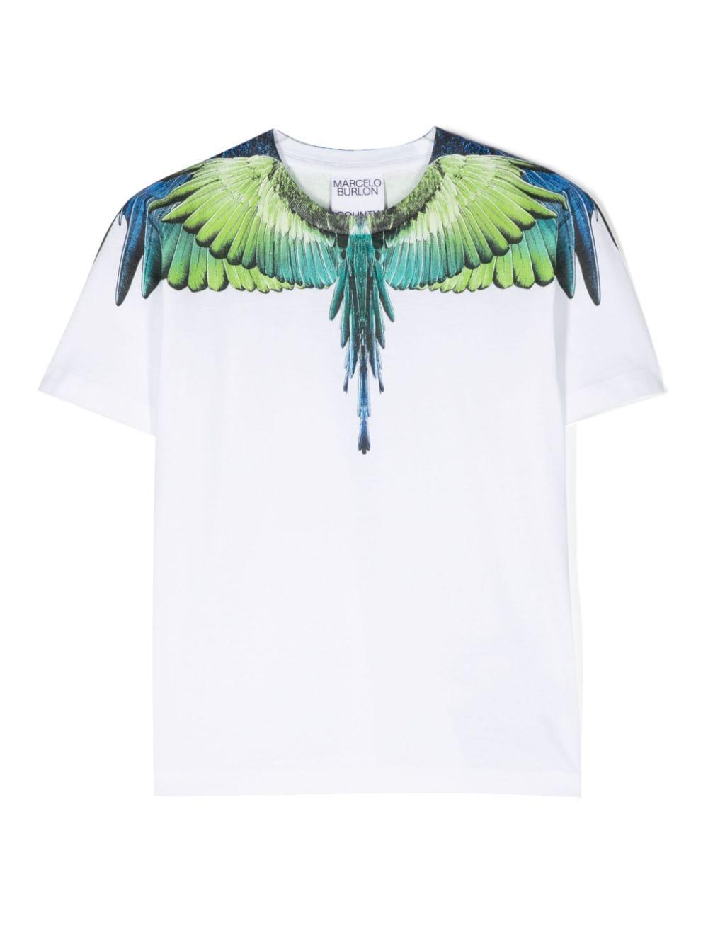 T-shirt bianca per bambino con stampa CBAA001S24JER001 0150 Marcelo Burlon Kids 
