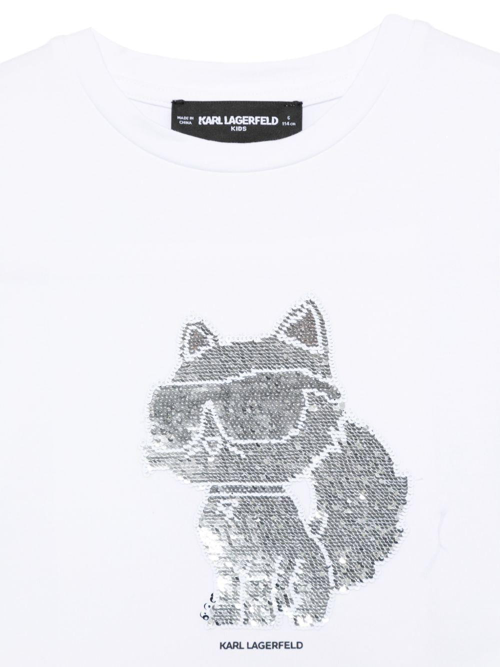 T-shirt bianca per bambina Z31153 10P Karl Lagerfeld Kids 