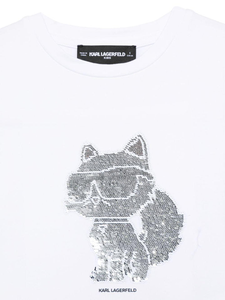 T-shirt bianca per bambina Z31153 10P Karl Lagerfeld Kids 