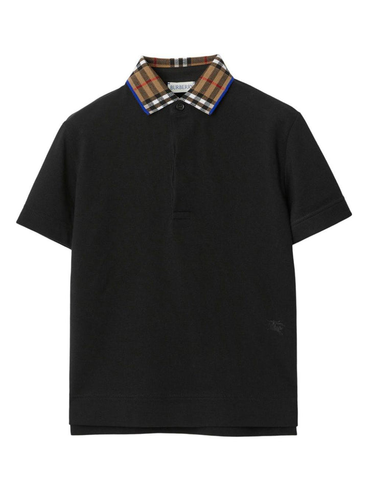 Polo nera per bambino con logo 8078567 A1189 Burberry Kids 