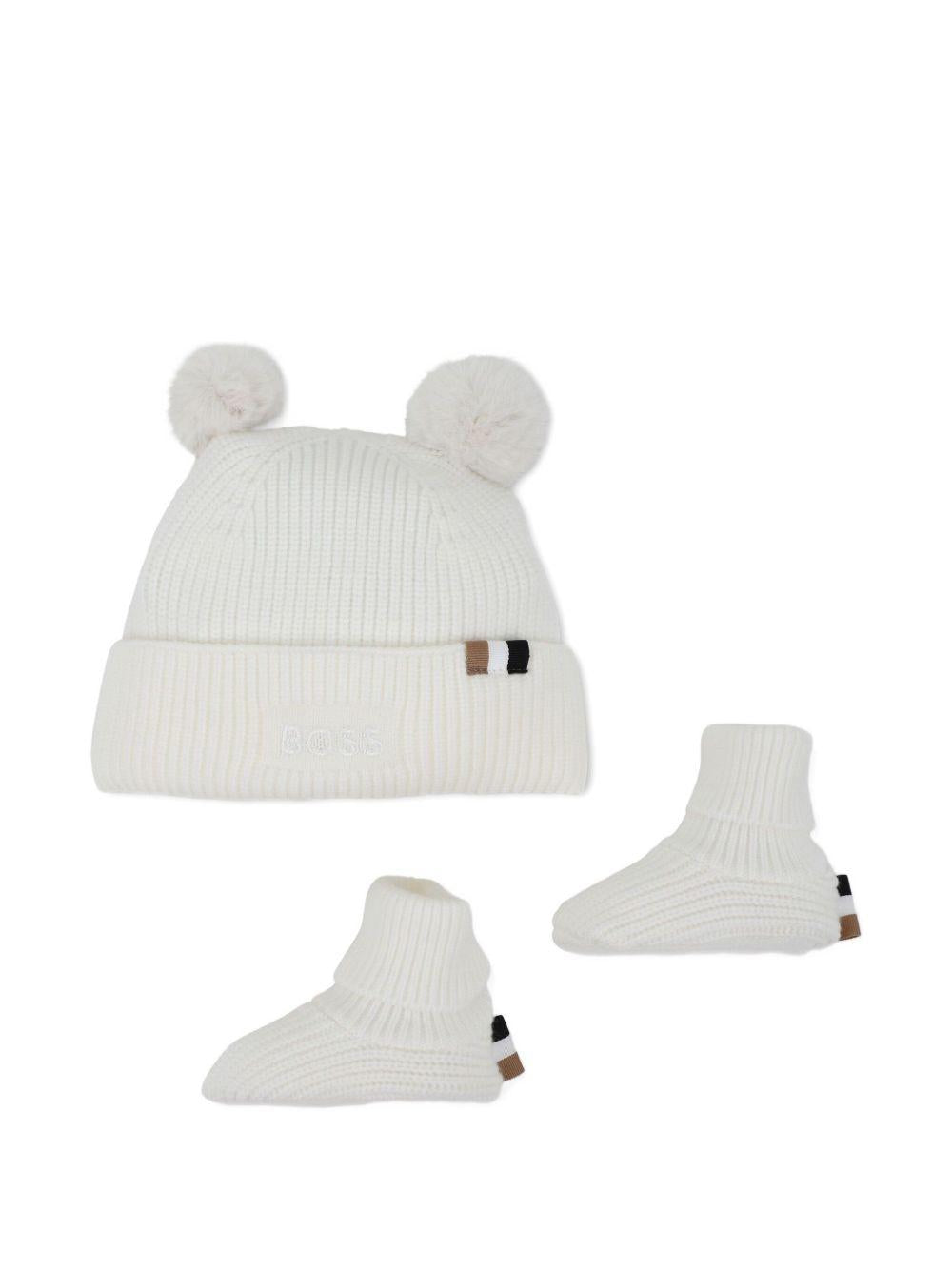 Set cappello calze bianco per neonato J52599 117 Boss Kids 