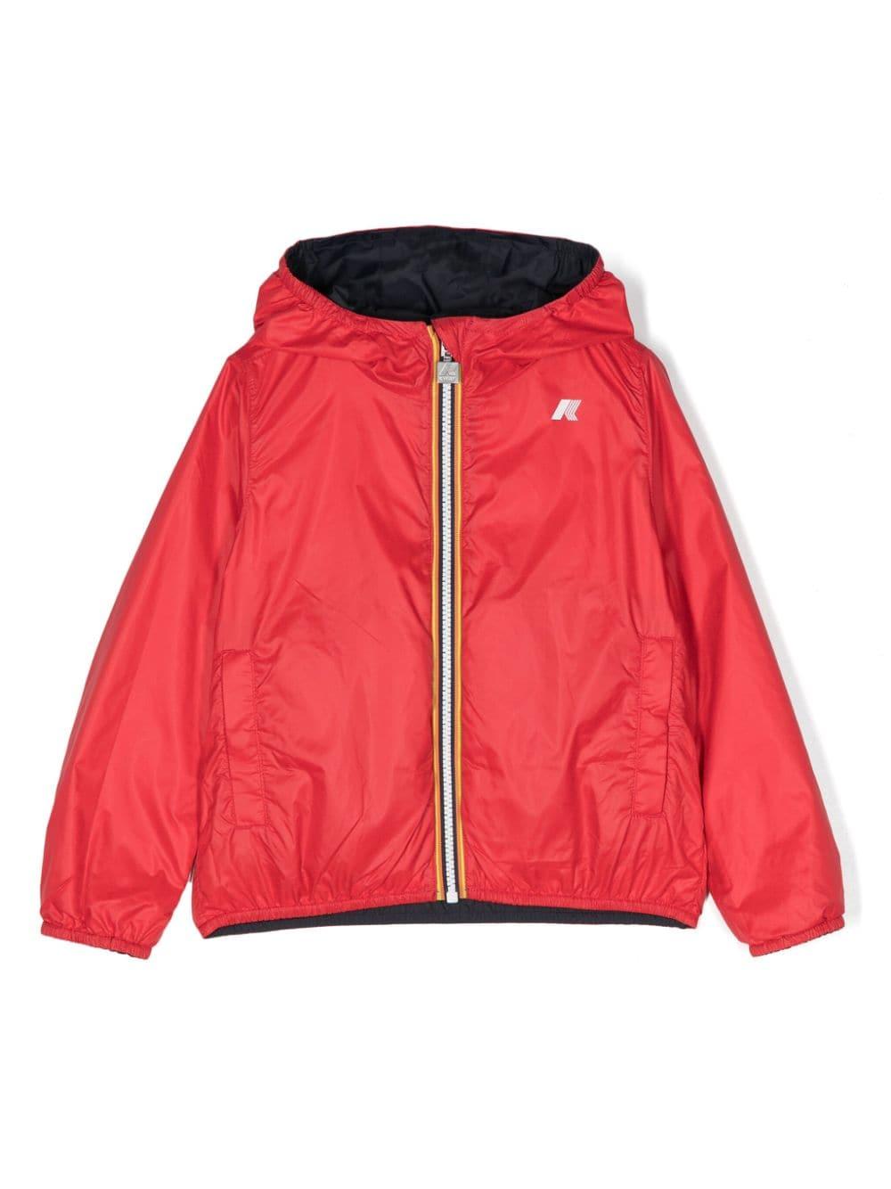 Blue and red jacket for boys with logo