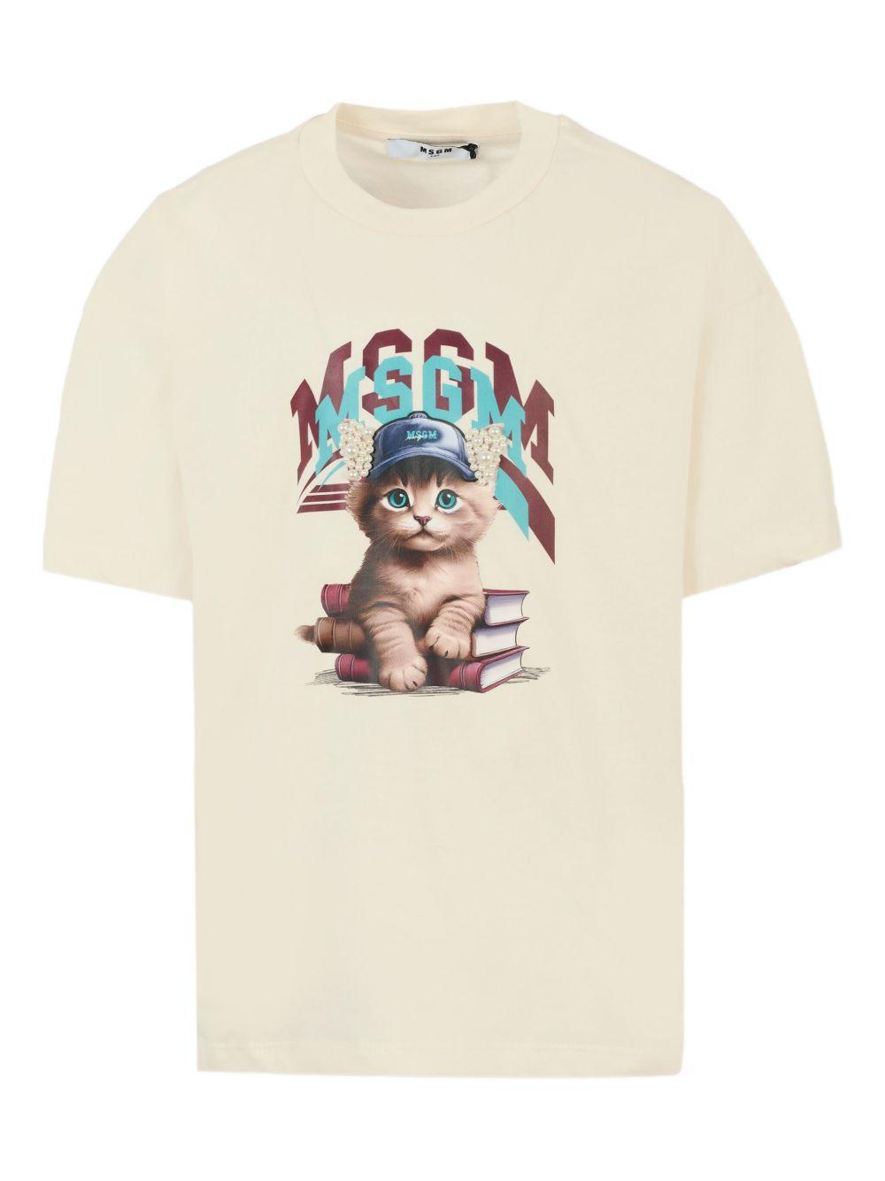 T-shirt beige per bambino F5MSJGTH120 013 Msgm Kids 