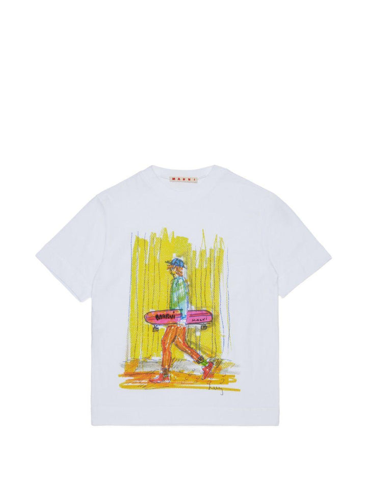 T-shirt bianca per bambino M01947M00L9 0M100 Marni Kids 