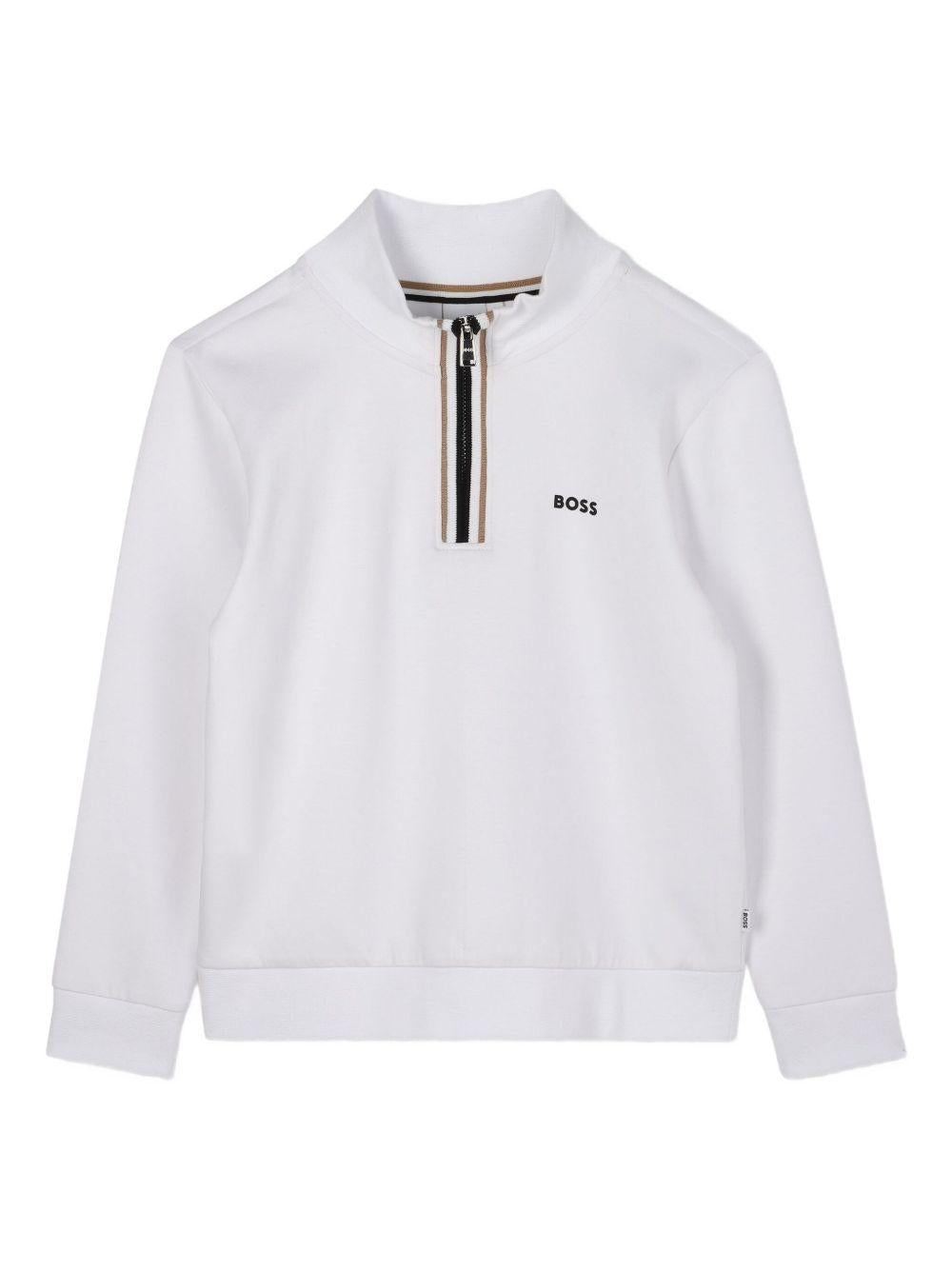 Felpa bianca per bambino J52359 10P Boss Kids 