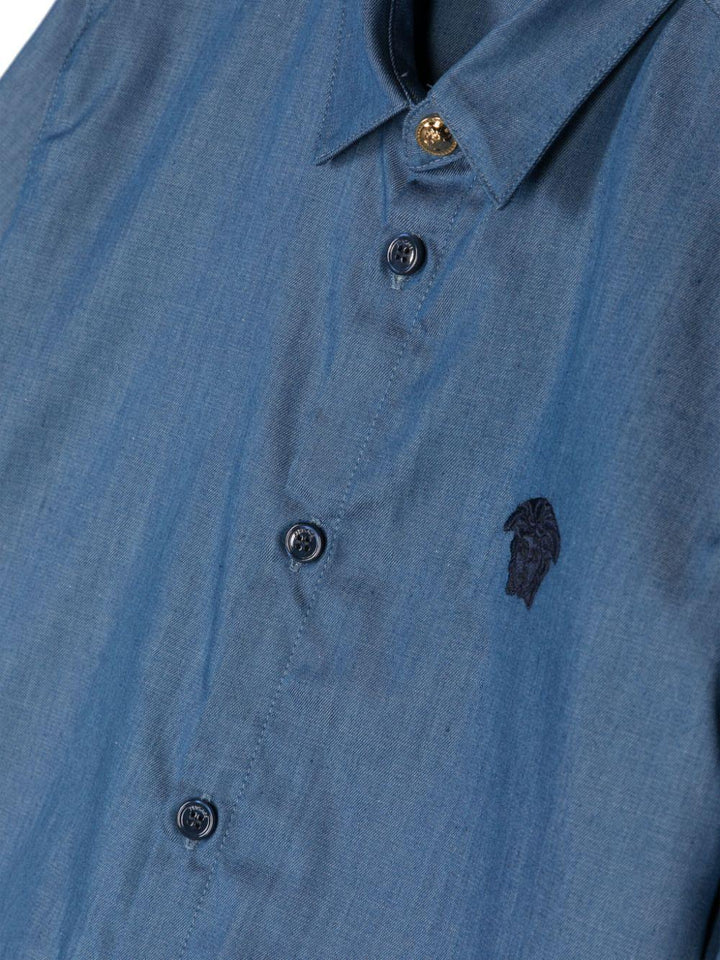 Camicia blu per bambino con logo