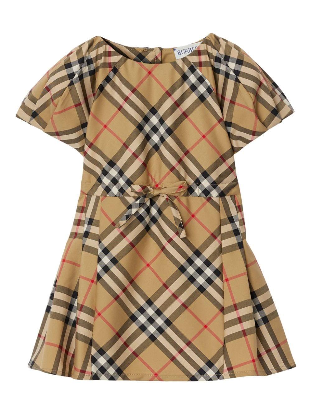 Abito beige per neonata in cotone 8078399 A7028 Burberry Kids 