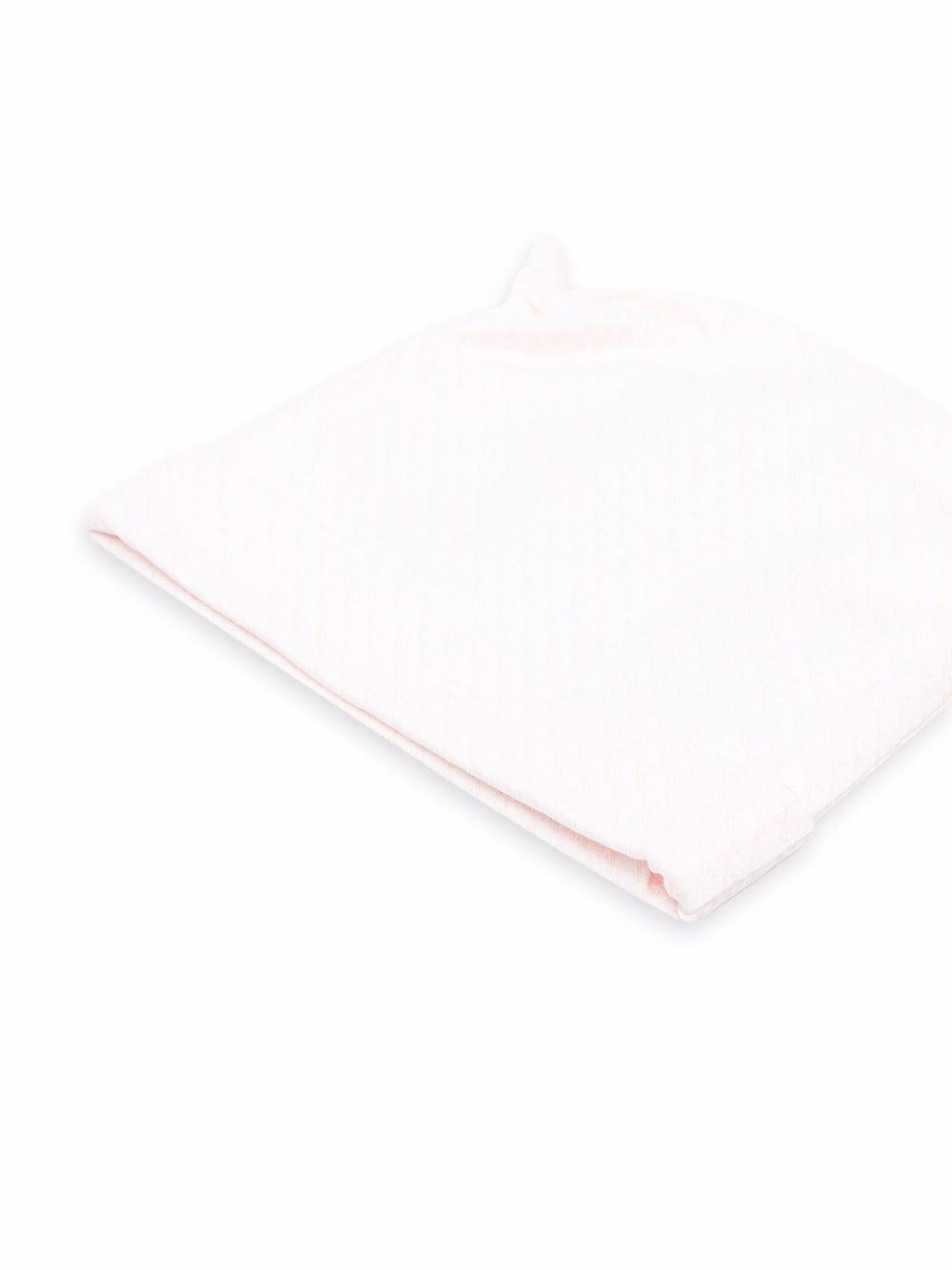 Baby girl hat in white and pink cotton