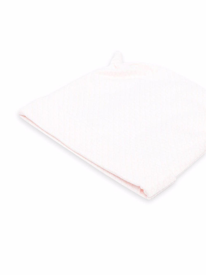 Baby girl hat in white and pink cotton