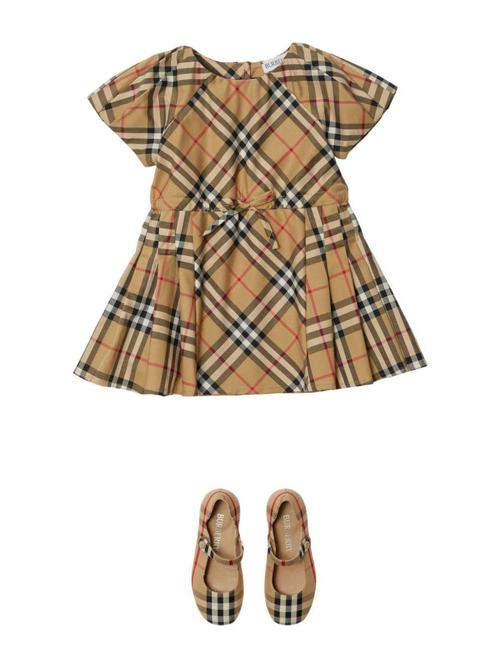 Abito beige per neonata in cotone 8078399 A7028 Burberry Kids 