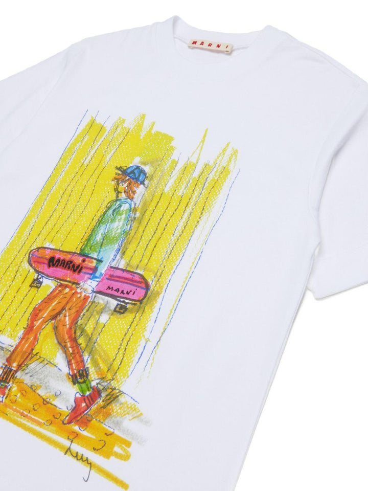 T-shirt bianca per bambino M01947M00L9 0M100 Marni Kids 