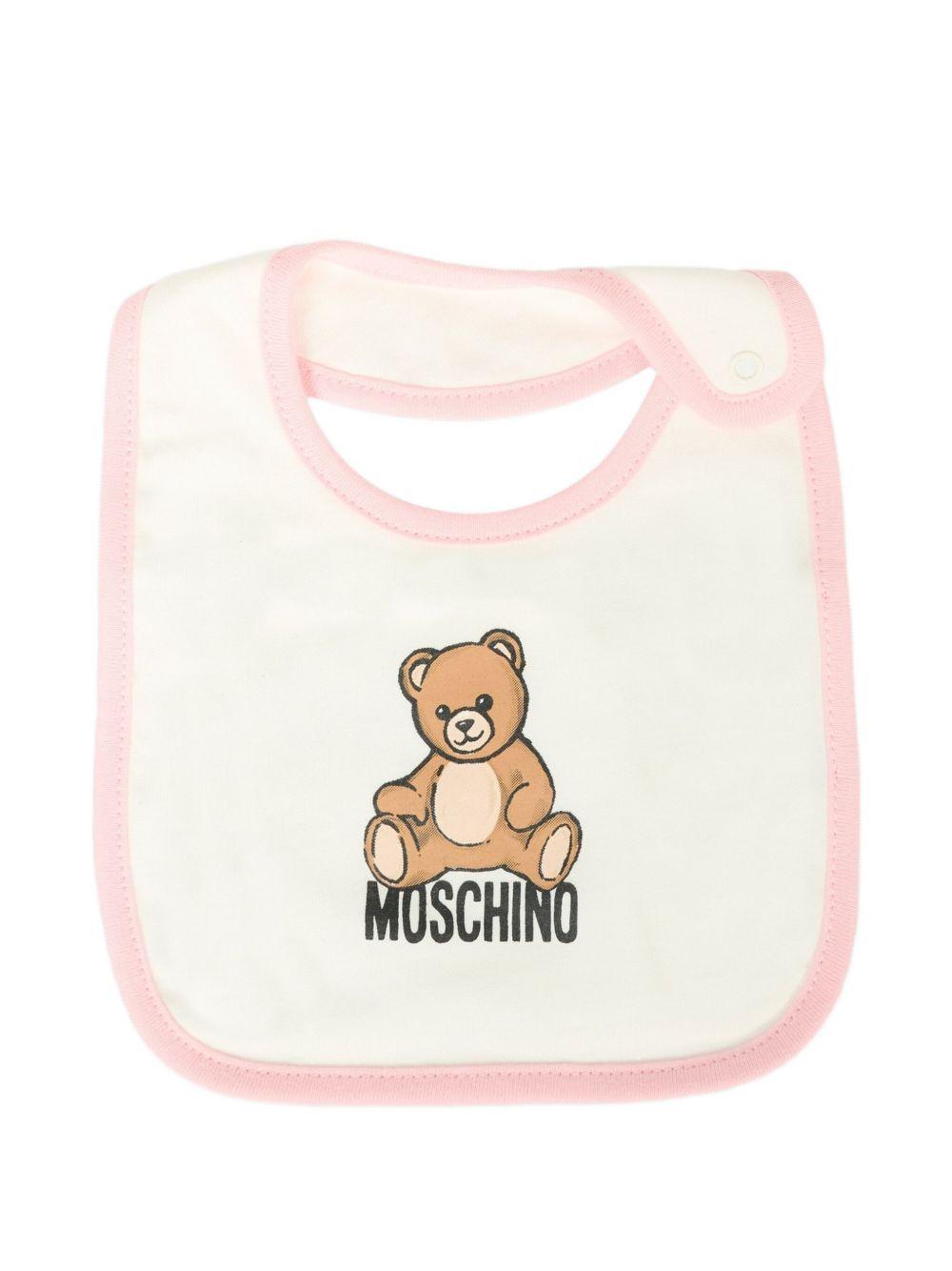 Cappello e bavetta rosa per neonata MUY08LLCA40 50209 Moschino Kids 