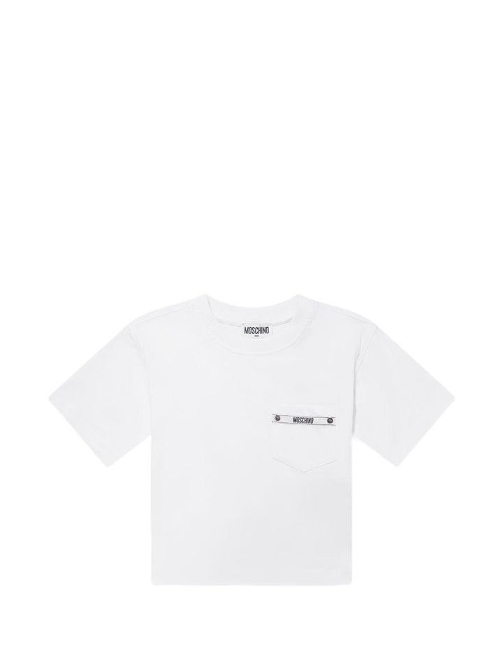 T-shirt bianco per bambino HUM05MLAA01 10101 Moschino Kids 