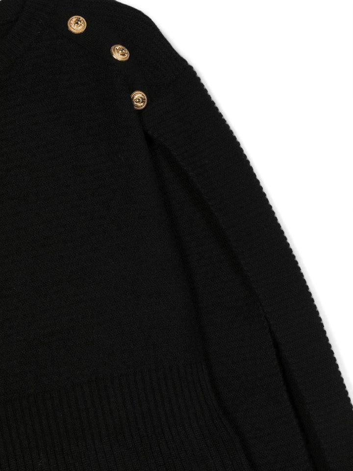 Black dress for girls with gold buttons