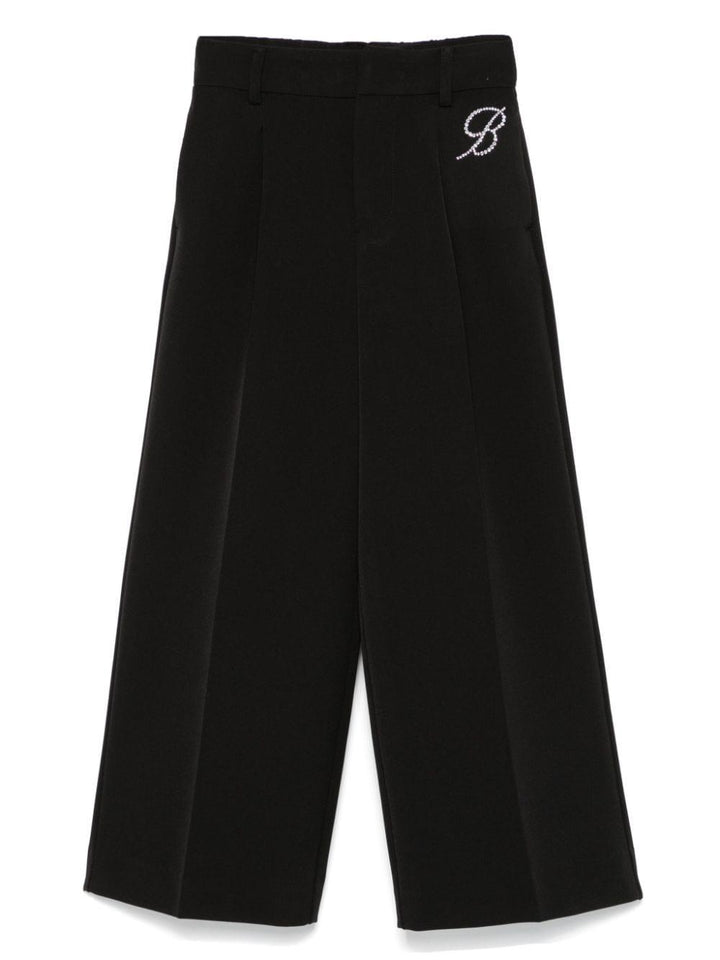 Black trousers for girls with logo